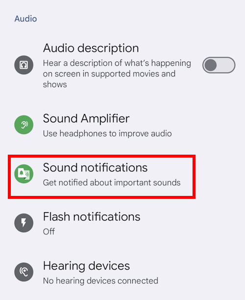 Tap Settings, then Accessibility, then Sound notifications